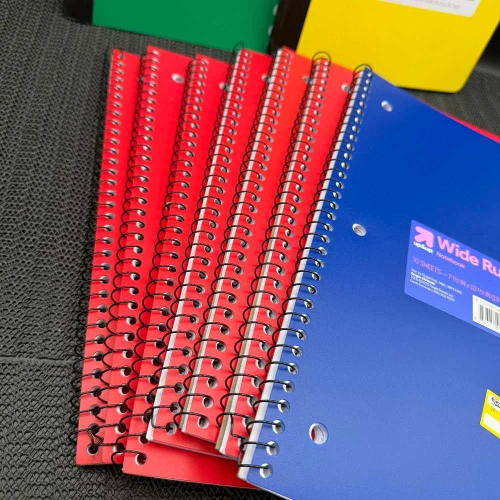 Up & Up Wide Ruled Notebook Lot 9ct Spiral Composition Blue Red Yellow Green